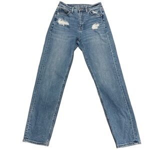 American Eagle Stretch High Rise Straight Leg Mom Jeans, size 0